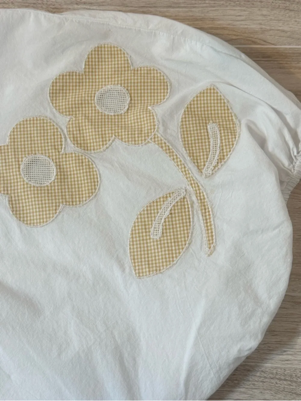 ✨SOLD✨Madewell White Floral Appliqué Puff Sleeve Poplin Top Size Large - Picture 6 of 10